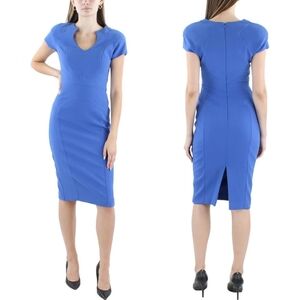 Black Halo Cobalt Blue Fitted Sheath Dress